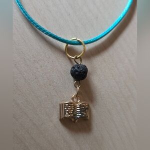 Goldtone Book Pendant Aromatherapy Necklace
